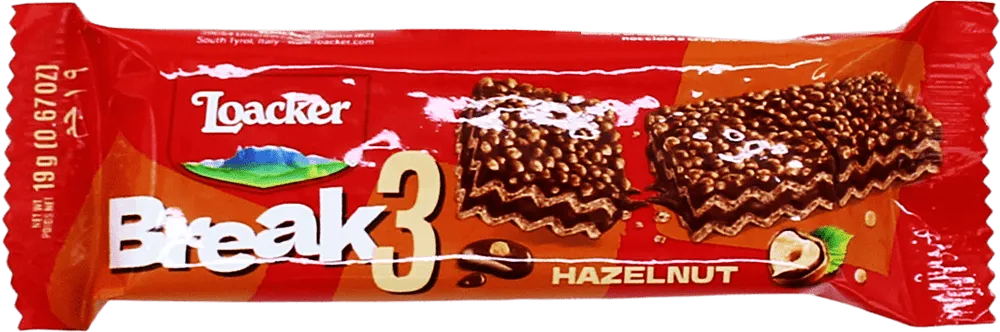 Վաֆլե բատոն պնդուկի մածուկով «Loacker Hazelnut Break» 19գ
