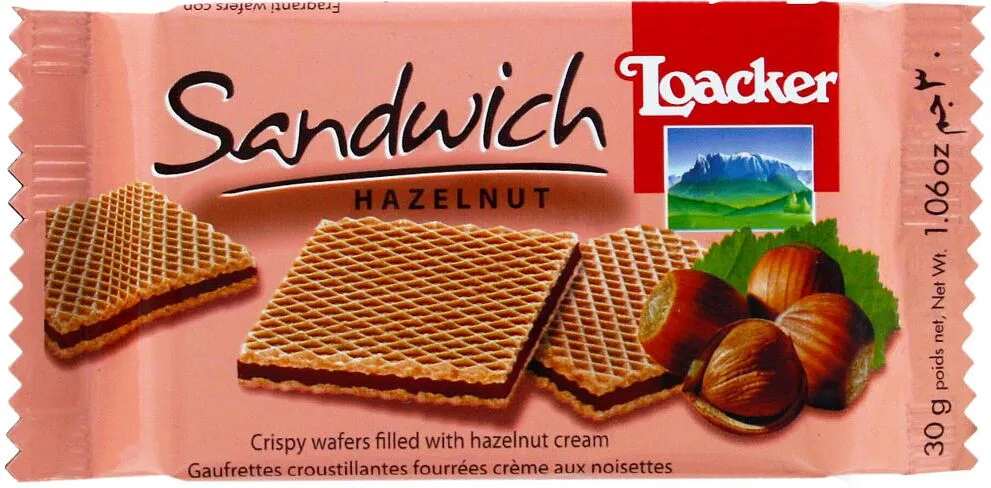 Վաֆլի պնդուկի միջուկով «Loacker Sandwich» 25գ