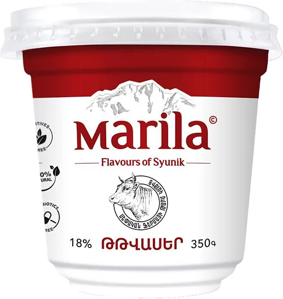 Թթվասեր «Մարիլա» 350գ, յուղայնությունը` 18%