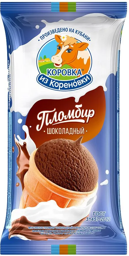 Պաղպաղակ շոկոլադե «Коровка из Кореновки Пломбир» 100գ