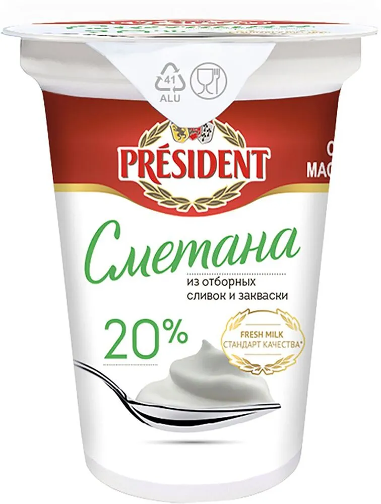 Թթվասեր «President» 350գ, յուղայնությունը` 20%