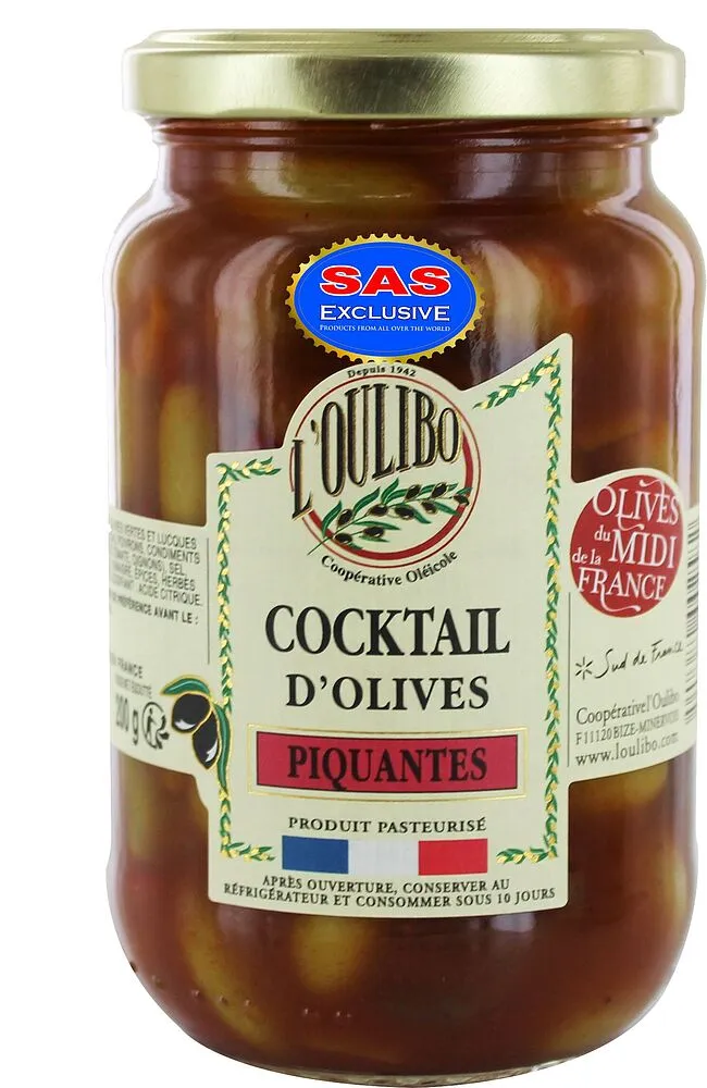 Ձիթապտուղ կանաչ պիկանտ սոուսում «L'oulibo Cocktail Piquantes» 200գ