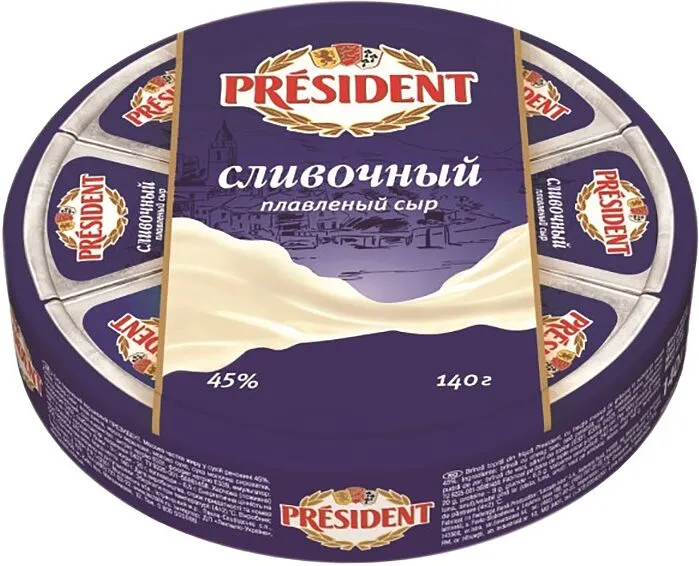 Պանիր հալած սերուցքային «President» 140գ