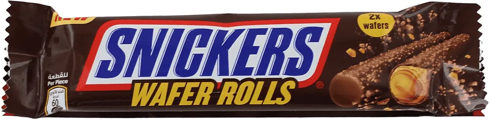Վաֆլե գլանակներ գետնանուշի կրեմով «Snickers» 24գ
