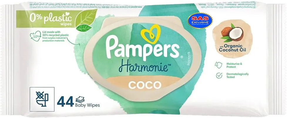 Անձեռոցիկ խոնավ մանկական «Pampers Harmonie» 44 հատ