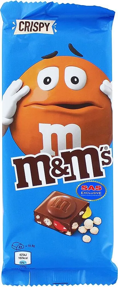 Շոկոլադե սալիկ խրթխրթան գնդիկներով «M&M's» 150գ