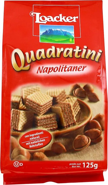 Վաֆլի՝ ընկուզային միջուկով «Loacker Quadratini Napolitaner» 125գ
