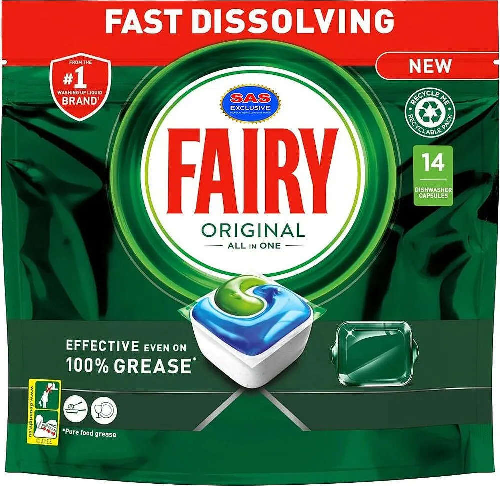 Սպասք լվացող մեքենայի պատիճներ «Fairy Original All in One» 14 հատ
