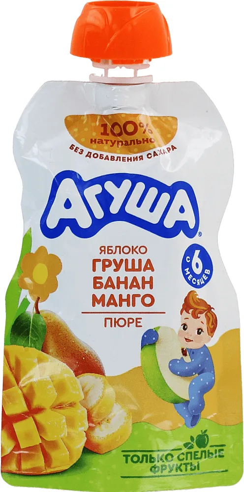 Խյուս տանձի, խնձորի, բանանի և մանգոյի «Агуша» 90գ