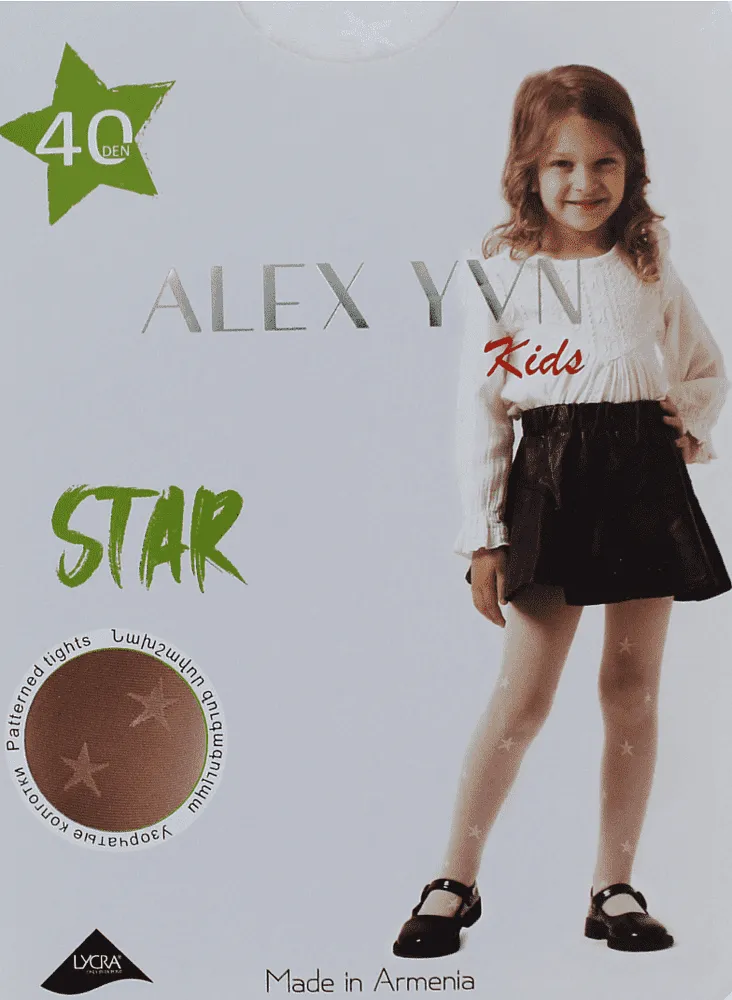Զուգագուլպա սպիտակ մանկական «Alex YVN Star 40 Den»