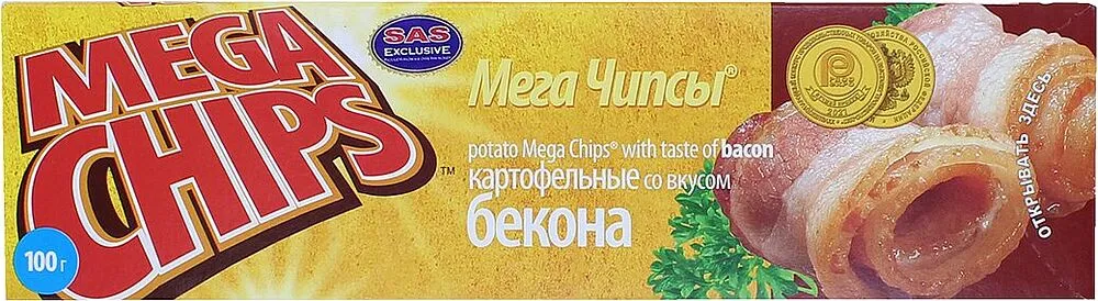Չիպս բեկոնի «Mega Chips» 100գ