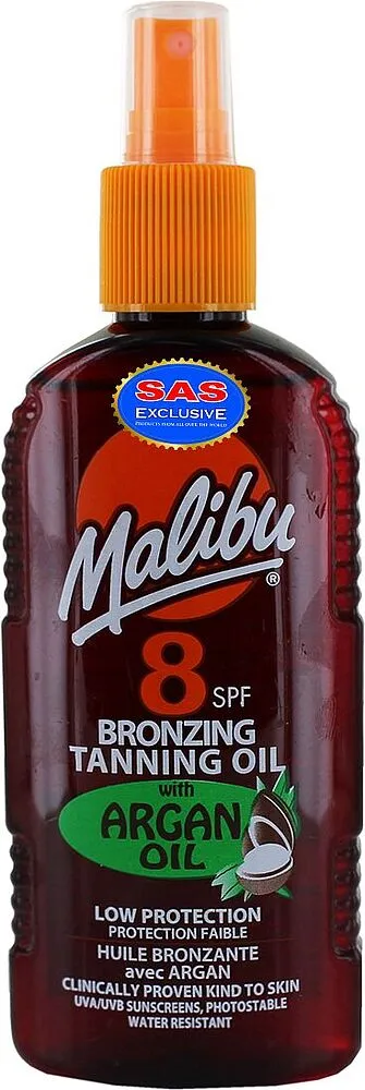 Արևայրուքի յուղ-սփրեյ «Malibu Bronzing Tanning Oil 8 SPF» 200մլ
