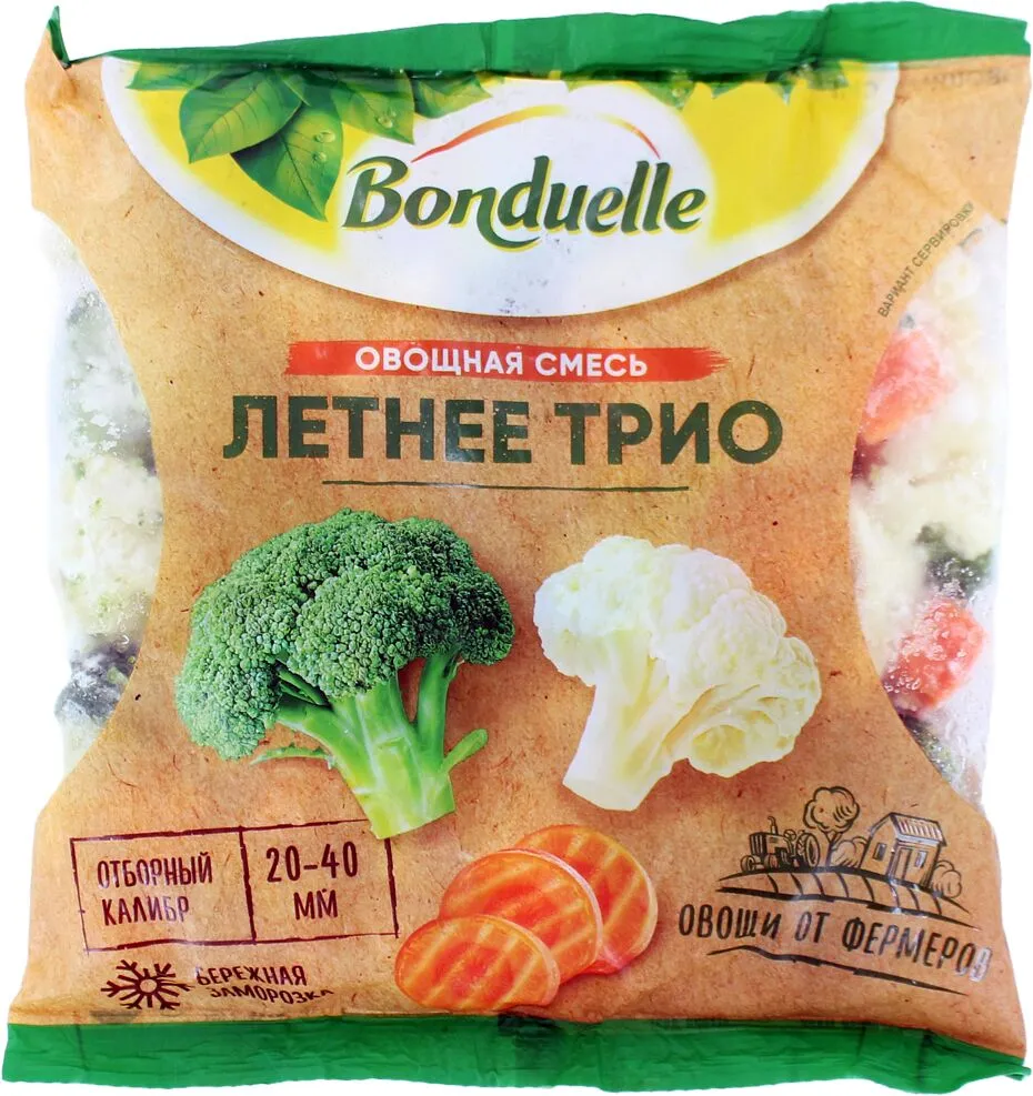 Բանջարեղենային խառնուրդ սառեցված «Bonduelle Летнее Трио» 400գ
