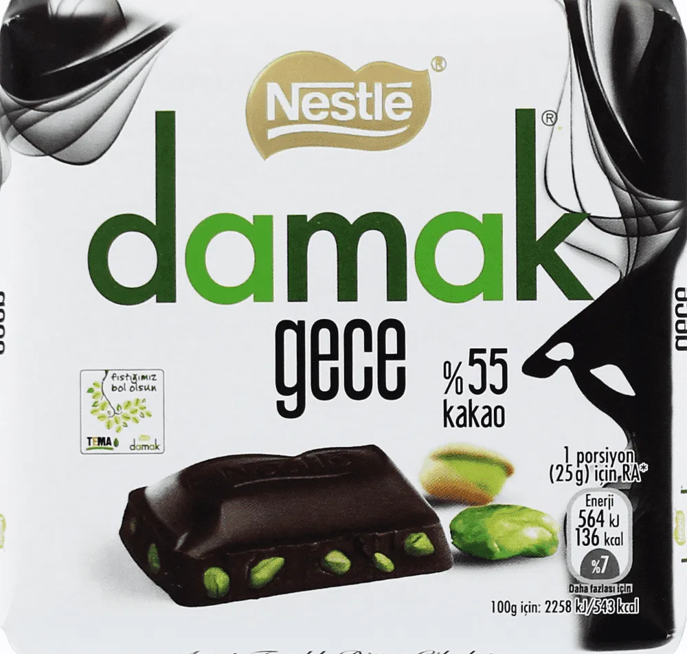 Շոկոլադե սալիկ պիստակով «Nestle Damak» 60գ