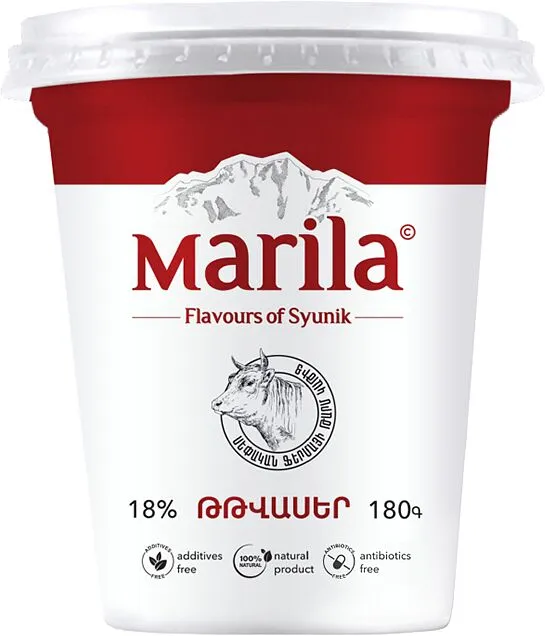 Թթվասեր «Մարիլա» 180գ, յուղայնությունը` 18%