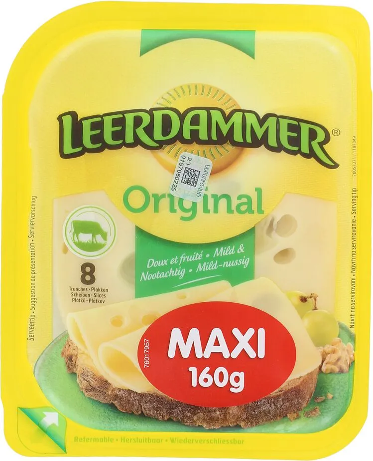 Պանիր կտրատած «Leerdammer Original Maxi» 160գ