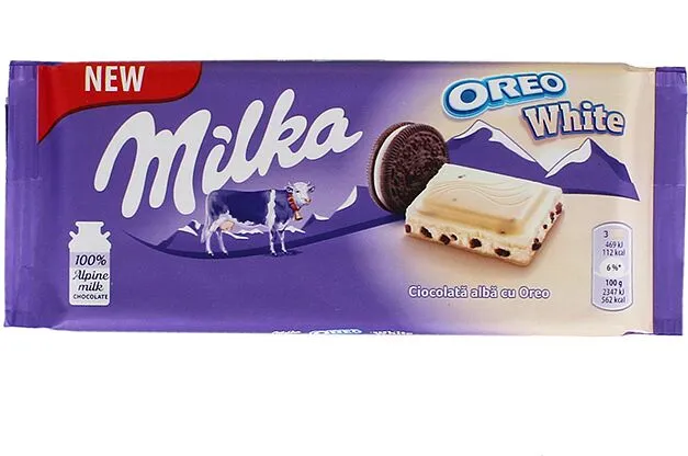 Շոկոլադե սալիկ սպիտակ թխվածքաբլիթով «Milka Oreo» 100գ