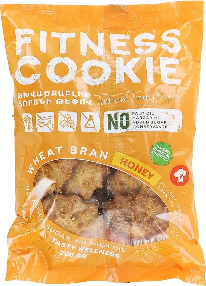 Թխվածքաբլիթ ցորենի թեփով և մեղրով «Fitness Cookie» 200գ