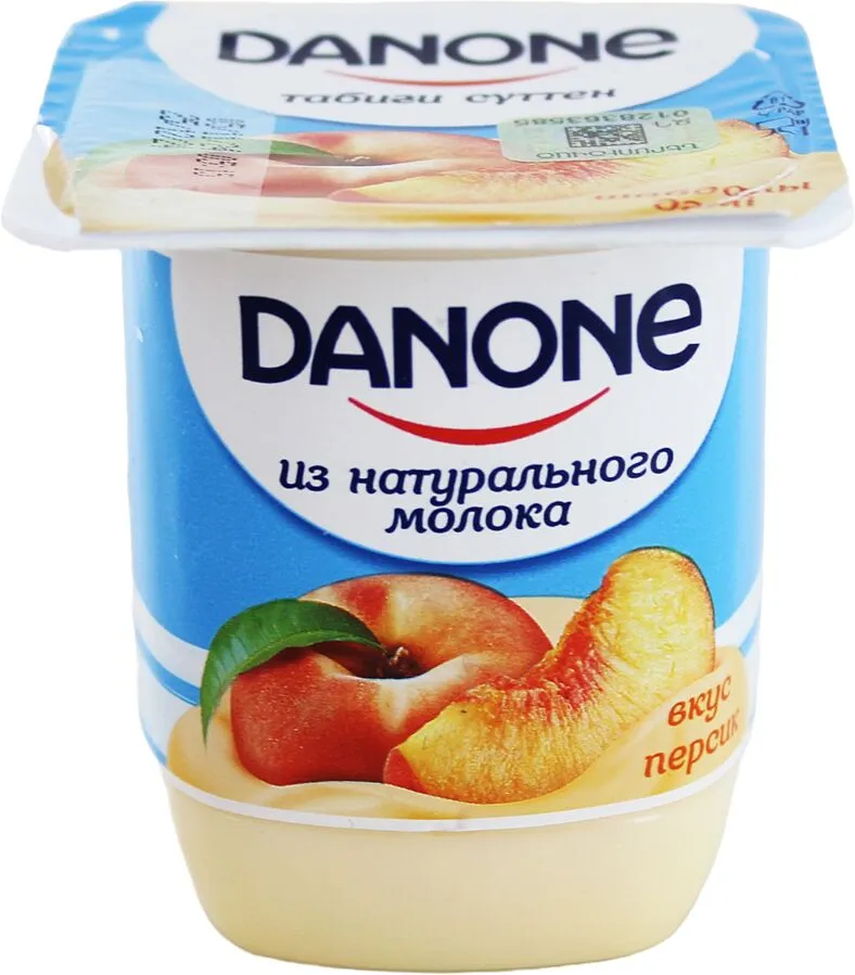 Յոգուրտային արտադրանք դեղձի համով «Danone» 100գ, յուղայնությունը՝ 1,2%