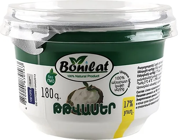 Թթվասեր «Բոնիլատ» 180գ, յուղայնությունը` 17 %