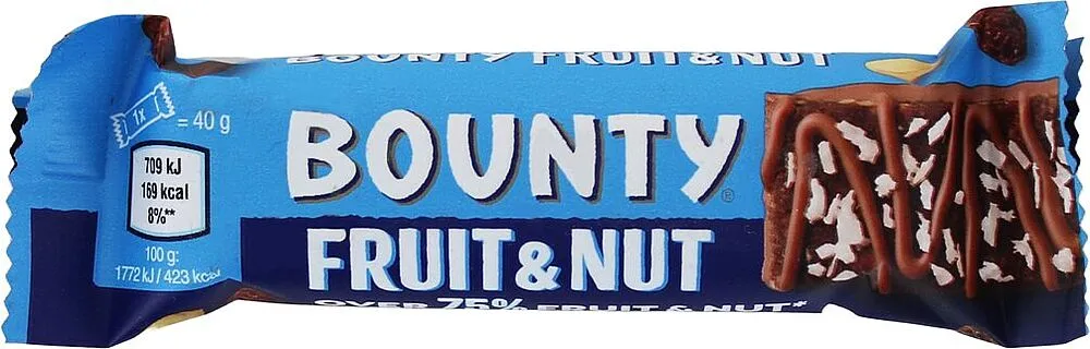 Շոկոլադե բատոն մրգերով և ընկույզով «Bounty Triple Treat» 40գ