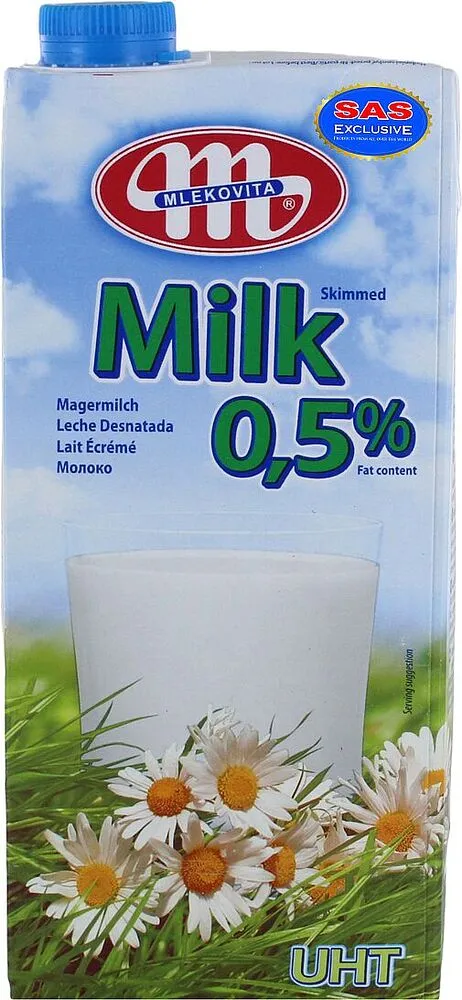 Կաթ «Mlekovita» 1լ, յուղայնությունը՝ 0,5%