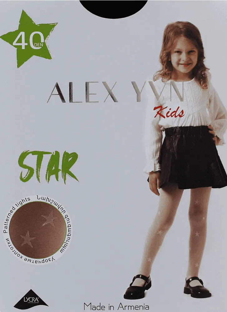 Զուգագուլպա սև մանկական «Alex YVN Star 40 Den»
