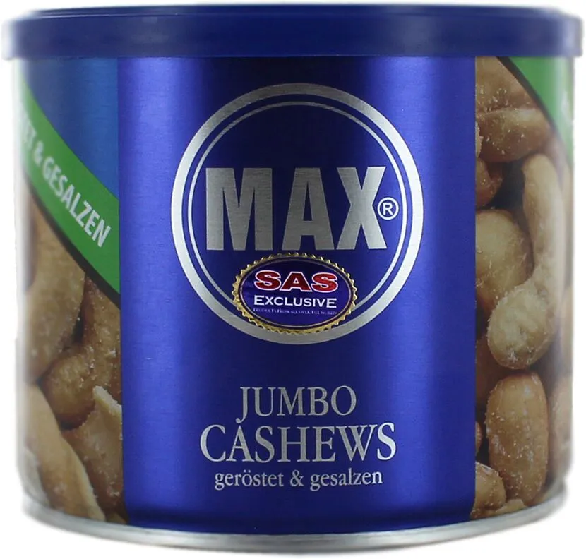 Հնդկական ընկույզ աղով բոված «Max Jumbo Cashews» 225գ