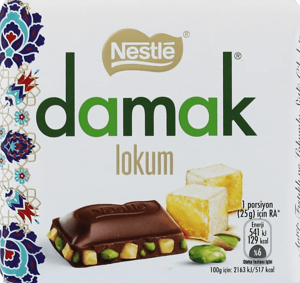Շոկոլադե սալիկ պիստակով և լոխումով «Nestle Damak» 60գ