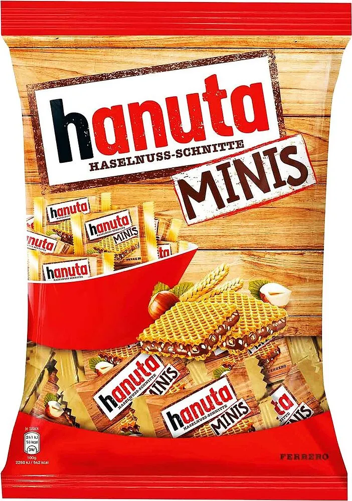 Վաֆլի պնդուկի կտորներով և կակաոյի կրեմով «Hanuta» 200գ