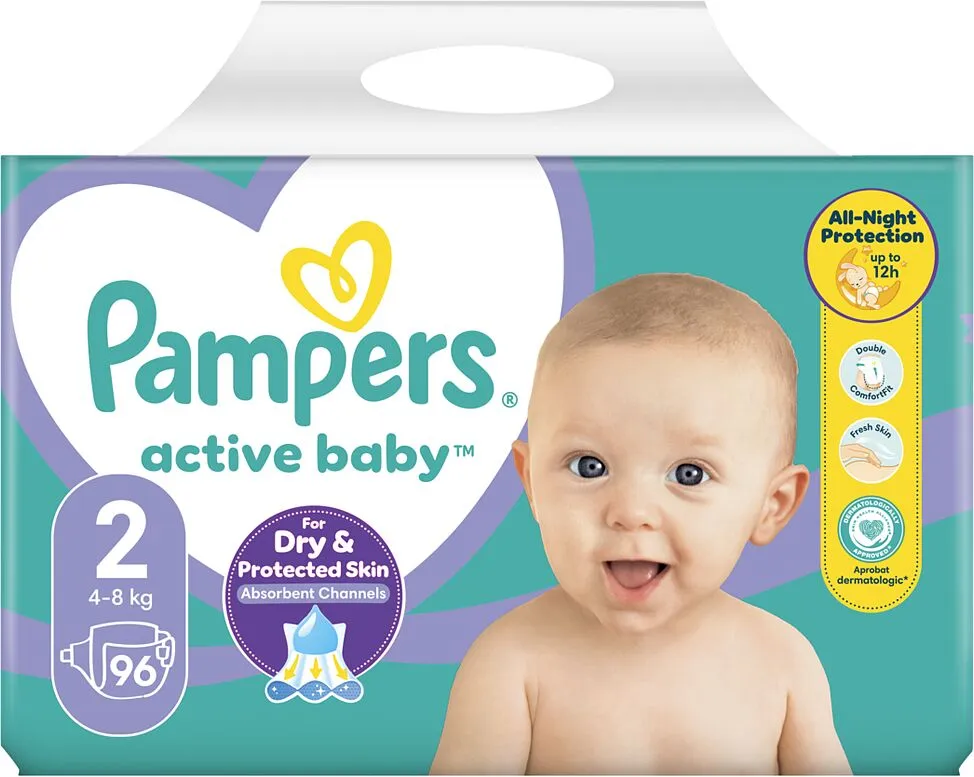 Տակդիրներ «Pampers Active Baby N2» 4-8կգ, 96 հատ