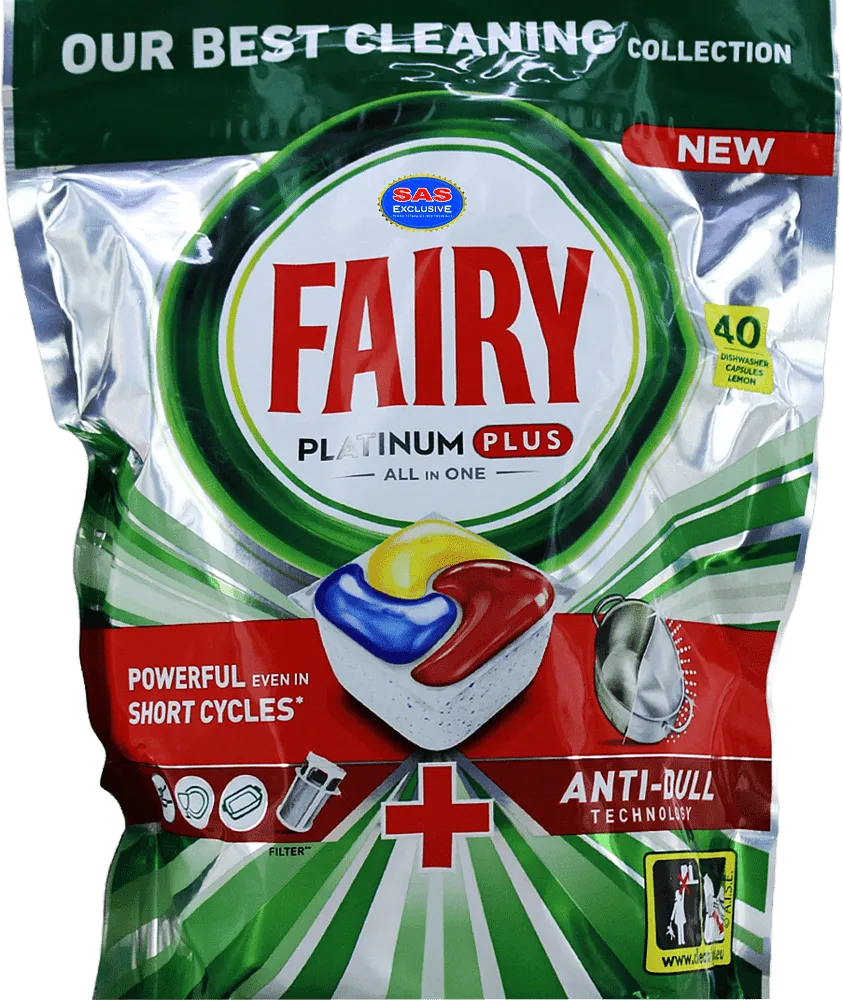 Սպասք լվացող մեքենայի պատիճներ «Fairy Platinum Anti Dull» 40 հատ