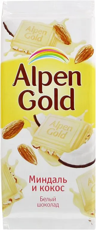 Շոկոլադե սալիկ սպիտակ նուշով և կոկոսով «Alpen Gold» 90գ