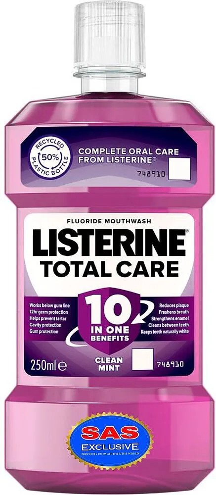 Բերանի խոռոչի ողողման հեղուկ «Listerine Total Care Clean Min» 250մլ