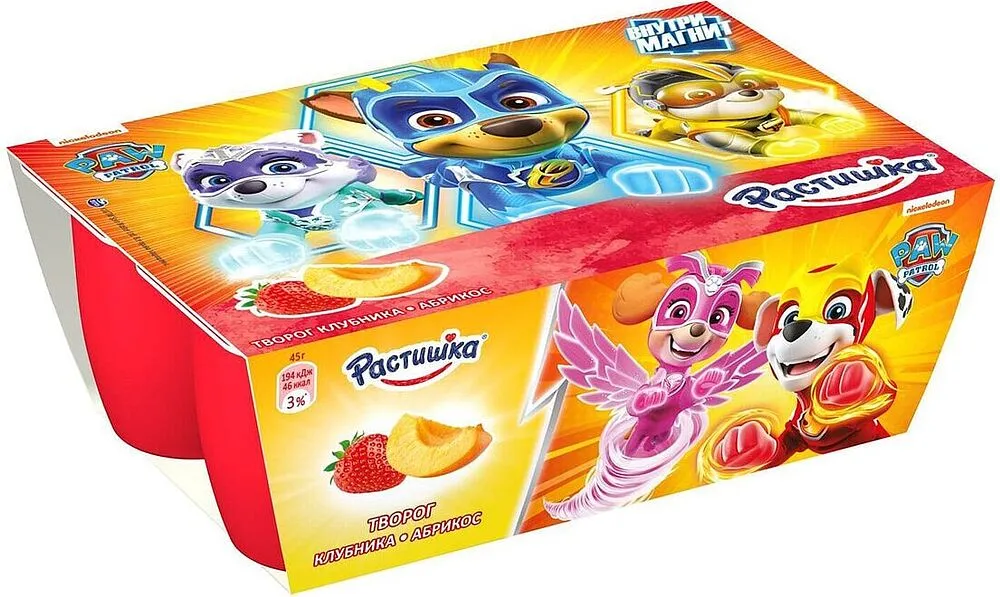 Կաթնաշոռ ելակ-ծիրանով «Danone Растишка» 5+1 270գ