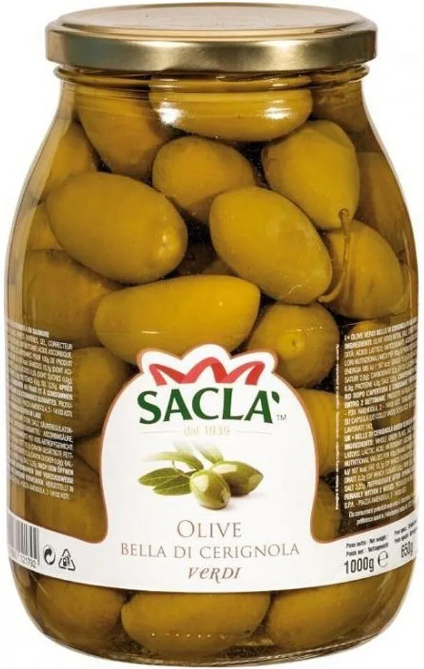 Ձիթապտուղ կանաչ կորիզով «Sacla» 1000գ