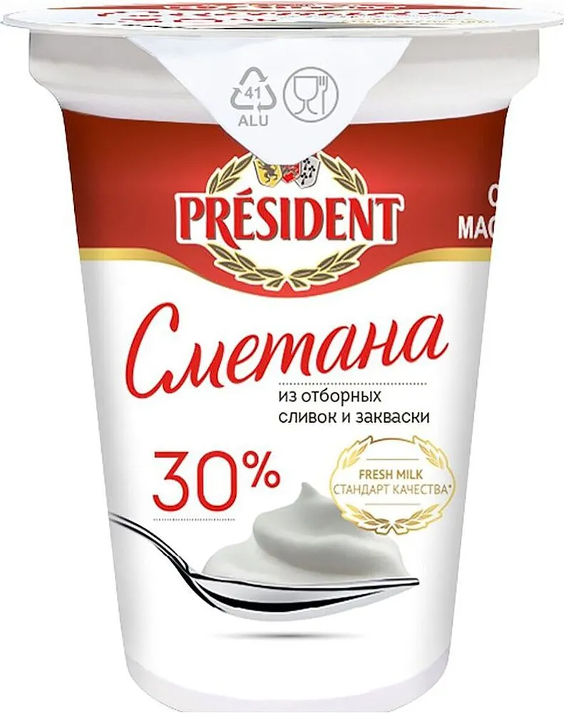 Թթվասեր «President» 350գ, յուղայնությունը` 30%