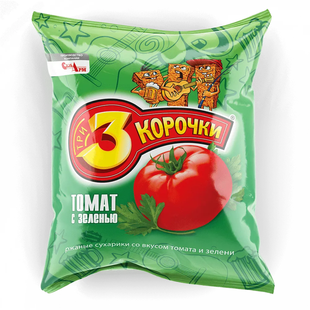 Չորահաց լոլիկի և կանաչիի «3 Корочки» 120գ