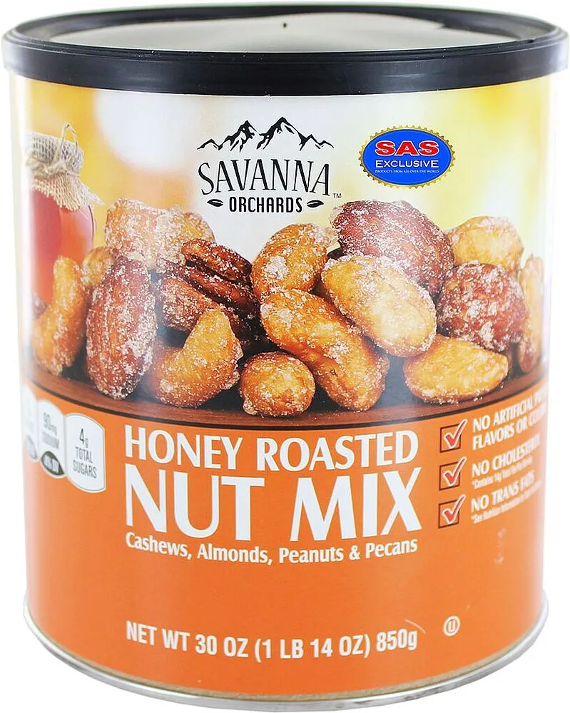 Ընկույզների խառնուրդ մեղրով բոված «Savanna Ochards Gourmet» 850գ