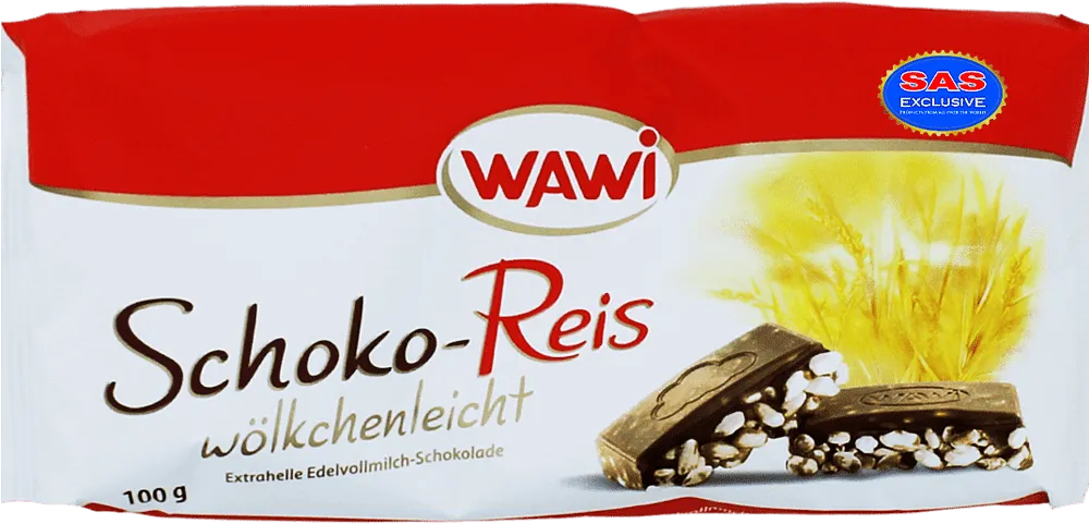 Շոկոլադե սալիկ փքեցված բրնձով «WAWI Schoko-Reis» 100գ