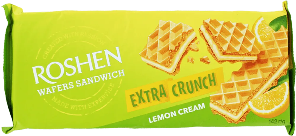 Վաֆլի կիտրոնի կրեմով «Roshen Extra Crunch Sandwich» 142գ