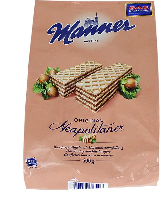 Վաֆլի պնդուկի կրեմով «Manner Neapolitaner» 400գ