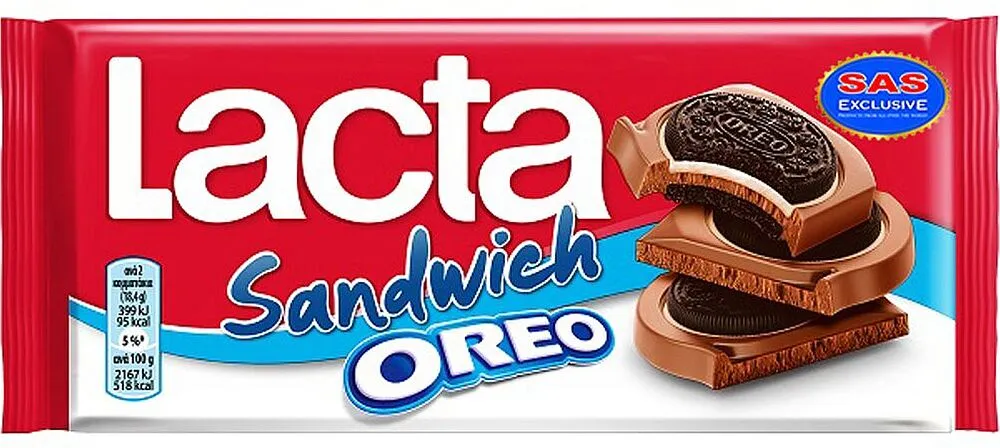 Շոկոլադե սալիկ թխվածքաբլիթով «Lacta Sandwich Oreo» 92գ