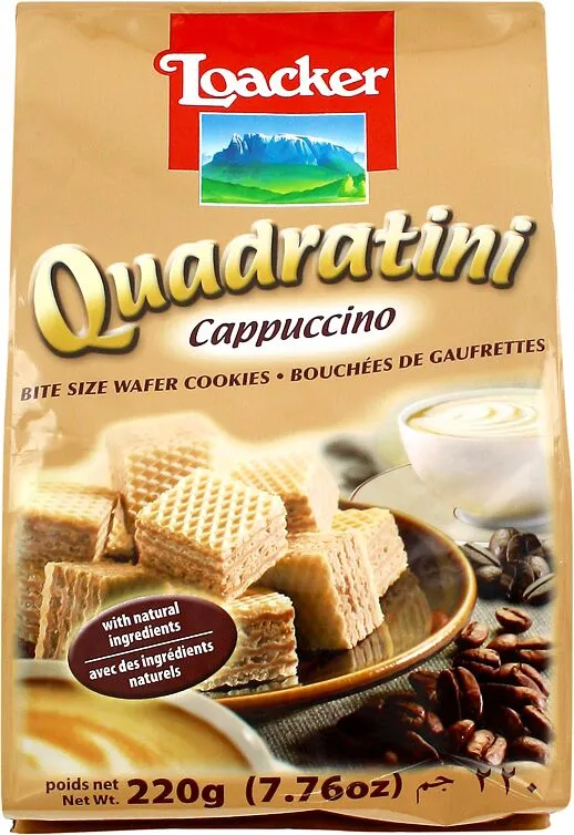 Վաֆլի՝ կապուչինոյի միջուկով «Loacker Quadratini Cappuccino» 220գ