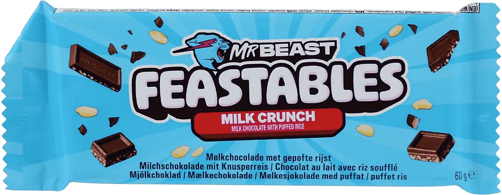 Շոկոլադե սալիկ փքեցված բրնձով «Mr Beast Feastables» 60գ