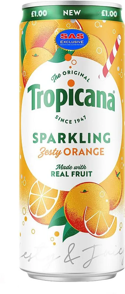 Զովացուցիչ գազավորված ըմպելիք նարնջի «Tropicana Zesty Orange» 250մլ	