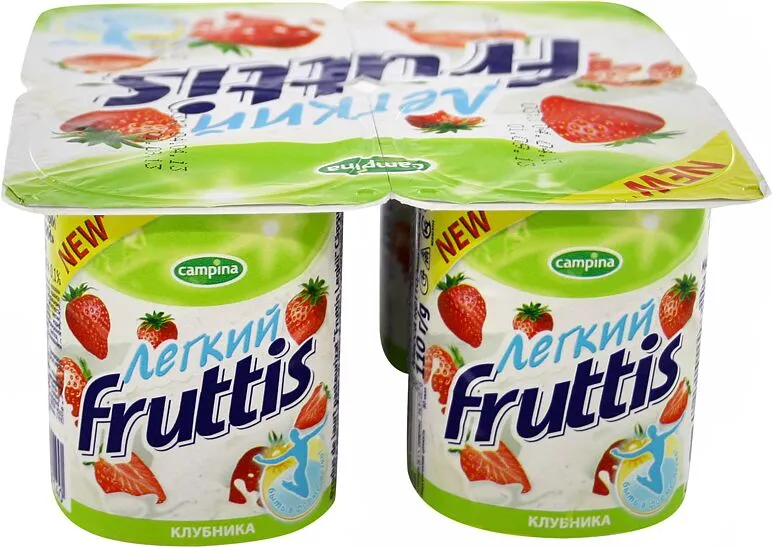 Յոգուրտային արտադրանք ելակով «Campina Fruttis» 110գ, յուղայնությունը՝ 0.1%