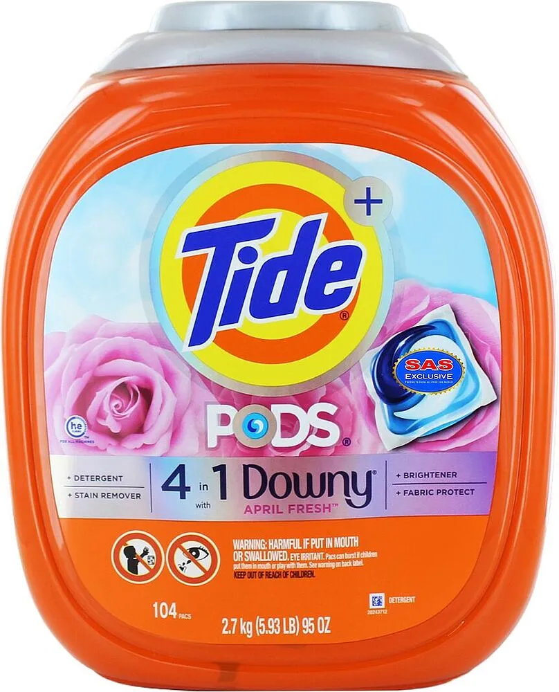 Լվացքի պարկուճներ ունիվերսալ «Tide 4 in1» 104 հատ

