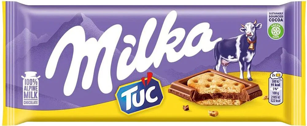 Շոկոլադե սալիկ կրեկերով «Milka Tuc» 87գ