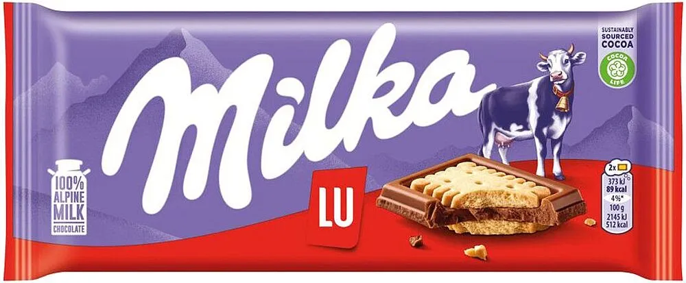 Շոկոլադե սալիկ թխվածքաբլիթով «Milka LU» 87գ